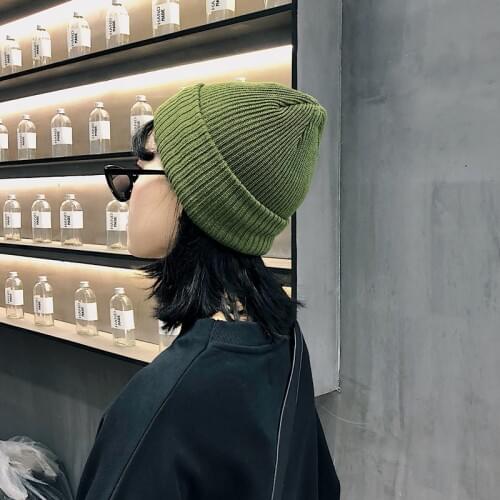 Unisex Winter Double layer Knitted Melon hat Cuffed splice Solid Color Skull cap Baggy Retro Ski Docker Beanie Slouchy Z133