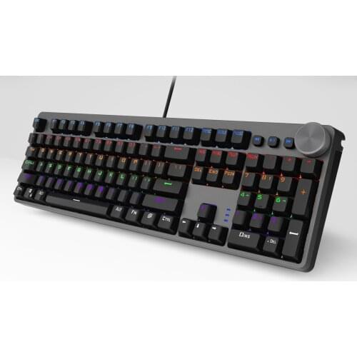 Game Mechanical Keyboard, Russian/Spanish/French/US Layout 104-Key Wired LED Backlight, Professional Gaming Keyboard。Gray-Black