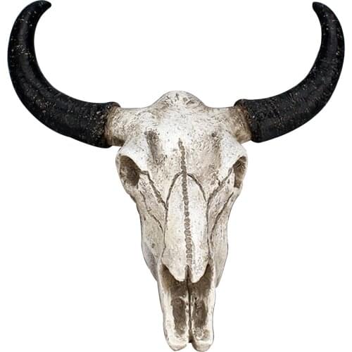 Halloween Art Rustic Bull Skull Shape Sculptures Wall Hanging Ornament Office Bathroom Resin Crafts Long Horn Bedroom Home Decor