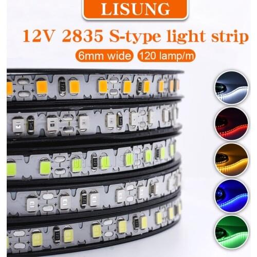5M DC 12v Led 2835 Strip Tape Flexible S Type Cintas White Red Blue Green Yellow Counter Car Interior Decoration Light Bar