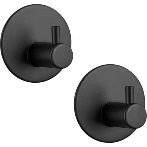 Hot Adhesive hook, self-adhesive black wall-mounted hook key cover towel, super heavy duty stainless steel hook, no drill withou