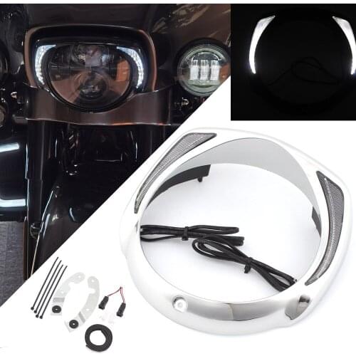 Motorcycle Chrome 7''LED Headlight Trim Ring Bezel Cover For Harley Touring Electra Glide Ultra Limited CVO Ultra 2014-2020