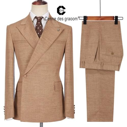 Cenne Des Graoom Mens Suits One Button Double Breasted Tailor-Made Blazers Pants Business Causal Party Singer Groom Wedding A12