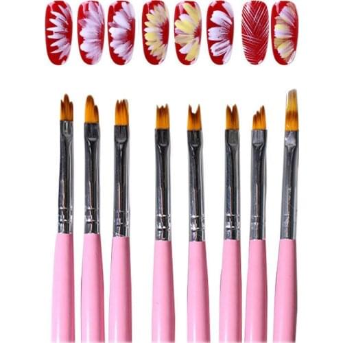 8pcs Nail Bloom Flower Nail Art Brush Pen DIY Petal Flower Gradient Painting Brush Set Manicure Tools