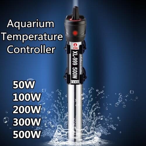 Stainless Steel Aquarium Heater Submersible Fish Tank Adjustable Water Temperature Controller Heating Rods 50/100/200/300/500W