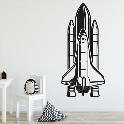 Space Rocket Wall Decal Nursery Decor Rocket Wall Sticker Boys Bedroom Decoration Theme Waterproof Removable Wallpaper B526