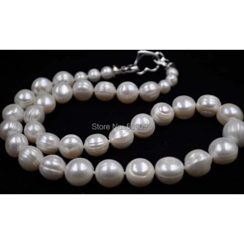 Free shipping 7-13mm genuine freshwater Baroque pearl necklace
