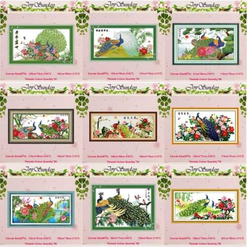 The peacock counted Cross Stitch 11CT 14CT Cross Stitch Set Wholesale DIY Animals Cross-stitch Kit Embroidery Needlework