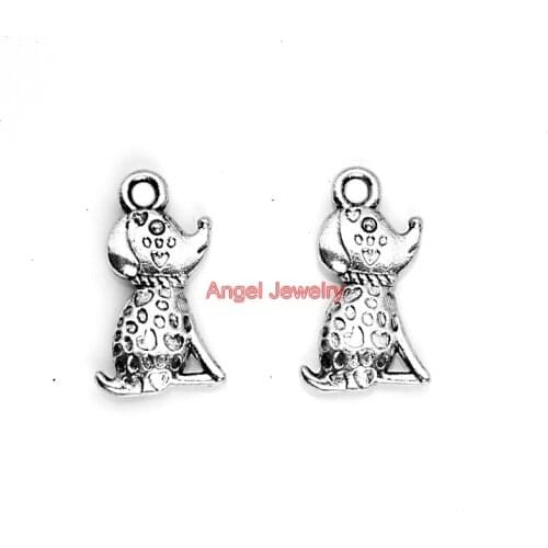 20pcs Dog Charms Tibetan Silver Plated Pendants for Bracelets Necklace Jewelry Making Craft DIY Handmade 18x10mm