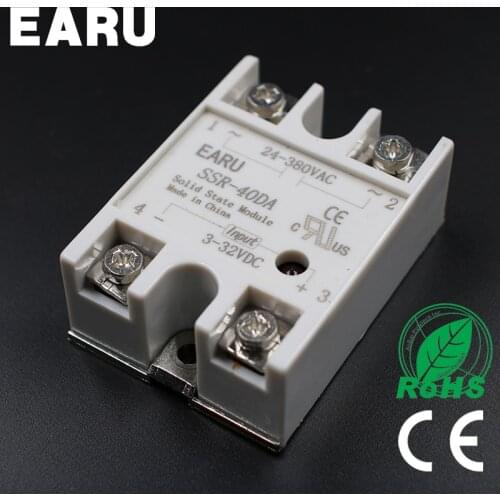24V-380V 40A 250V SSR-40DA Solid State Relay Module 3-32V DC To AC SSR-40 DA SSR for PID Temperature Controller Voltage