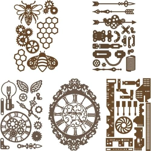 Retro Clock Bee Bulb New Arrival 2021 Metal Cutting Die Scrapbooking DIY Decoration Craft Embossing big die DIY Greeting Card