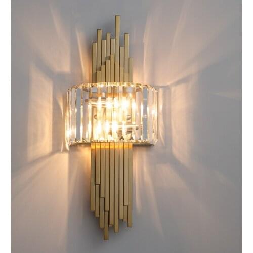 Hong Kong style light luxury wall lamp living room bedroom bedside lamp modern minimalist atmospheric crystal wall lamp