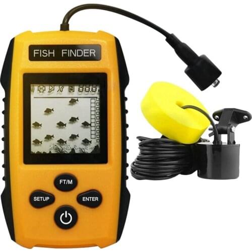Portable Fish Finder Wired HandheldSonar Fishfinder LCD Display with Water Depth Fish Location Fish Size Weeds and Rock
