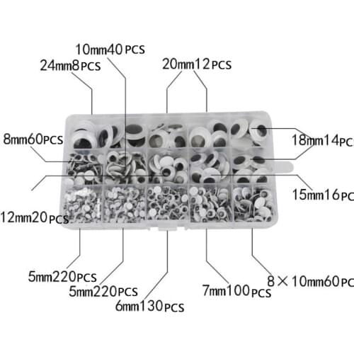 Approx 900Pcs Self-adhesive Mixed Dolls Eyes Accessories Box Diy Craft Supplies Eyes Toys Doll Eyeballs For Diy Doll 5-15mm