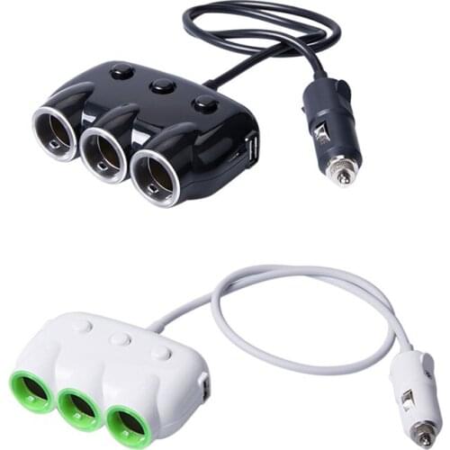 Cigarette-Lighter Adapter, 3-Socket Car Cigarette-Lighter Splitter DC 12V/24V Dual USB Car Charger Adapter