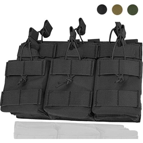 Tactical Molle Triple Magazine Pouch Double Layer Mag Pouch Hunting Open Top Rifle Bag Holder for M4 M14 M16 AK AR