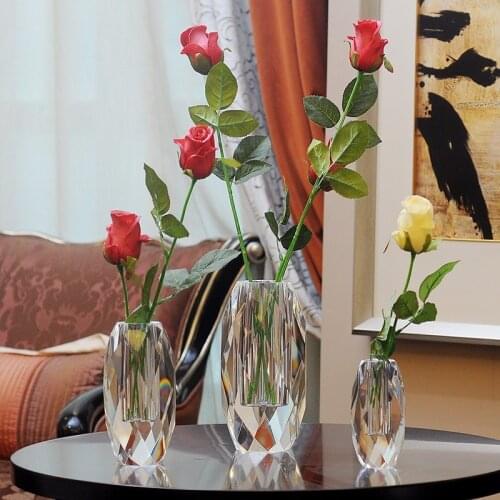 High End Crystal Glass Vase Flower Vase Desk Table Decoration Flower Crystal Vase for Wedding Centerpiece Table Decoration