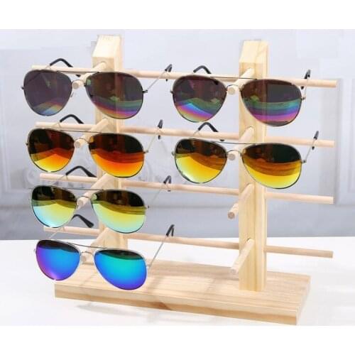 High Quality Natural Pine Wooden Scented Sunglasses Display Rack Shelf Eyeglasses Show Stand Jewellery Organizer Glasses Show