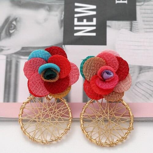 Punk Flower Earrings Geometric Big Hanging Dangle Jewelry Wholesale New Statement Pendant Luxury Ear Ring For Women 2021 Za