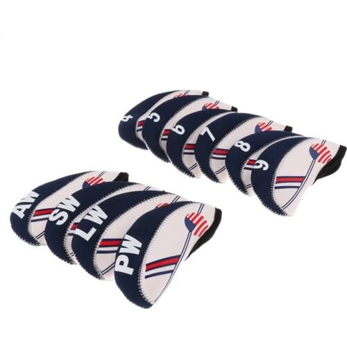 10Pcs Neoprene Golf Club Iron Head Covers Set Pattern