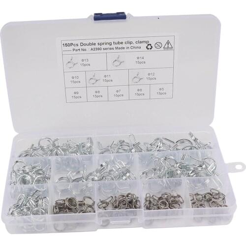 150pcs Zinc Plated Water Pipe Air Tubing Spring Clips Clamps Assortment Kit Corrosion Rust Resistant