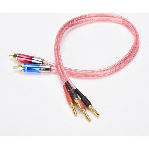2PCS AV Lotus audio line one minute two/Lotus RCA 2 banana head conversion line/speaker connection line/speaker line