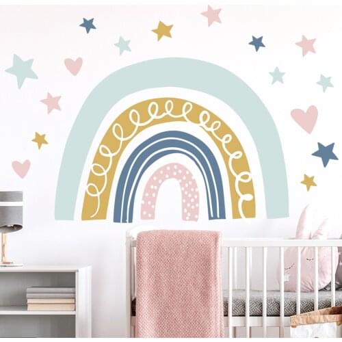 3 Large Rainbow Star Dot Creative Wall Stickers for Baby Gift Childrens Room Bedroom Background Art Decoration Home Sticker