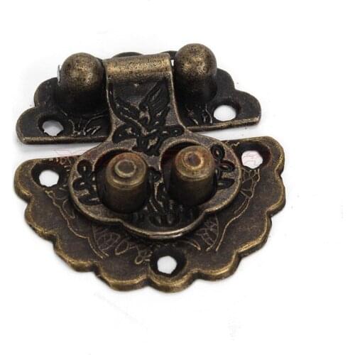 4pcs 3x3cm Antique Bronze Jewelry Box Buckle Shackle Lock Padlock Hasp Retro Wooden Storage Box Buckle