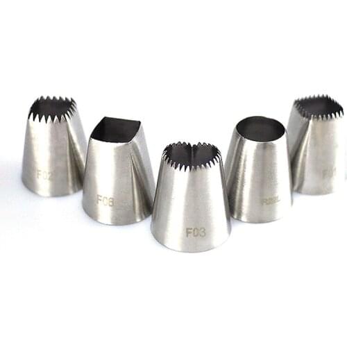 5pcs/set Large Cupcake Pastry Tips Seamless Stainless Steel Cake Fondant Decorating Icing Piping Nozzles
