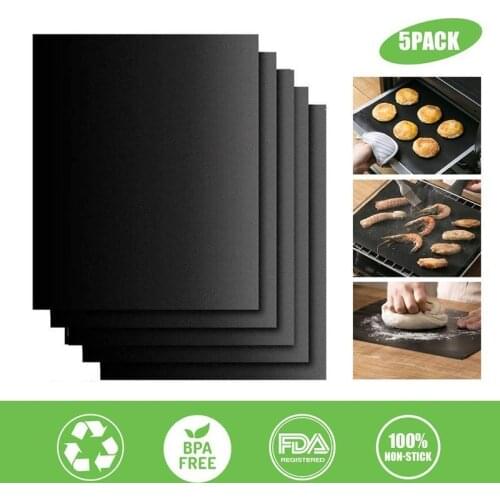 5pcs/lot Non Stick BBQ Grill Mats Heavy Duty Reusable Easy to Clean Dishwasher Safe Barbecue Grilling Baking Liners