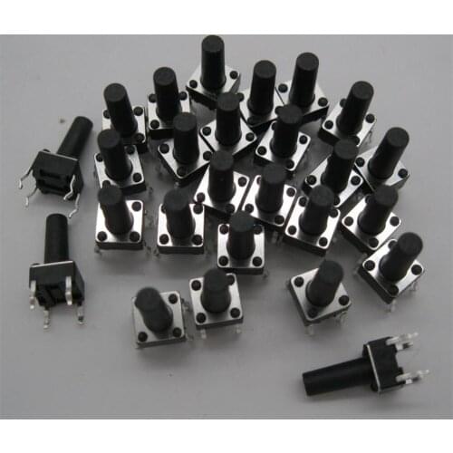 50pcs black 12X12x14/15/16/17/18/19/20mm PCB Momentary Tactile Tact Push Button Switch 4 Pin DIP