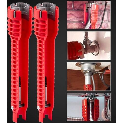 8 In 1 Anti-slip Kitchen Repair Plumbing Tool Flume Wrench Sink Faucet Key Plumbing Pipe Wrench Bathroom Wrenches Tool Sets