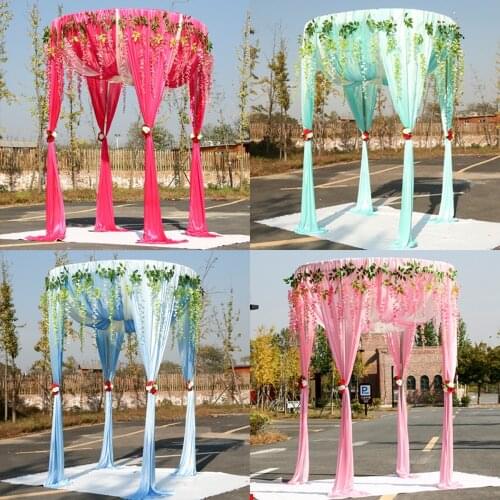 Pure white Round Wedding Princess Canopy Curtain with telescopic rods Stand frame sets 2M Diameter by 3M Tall