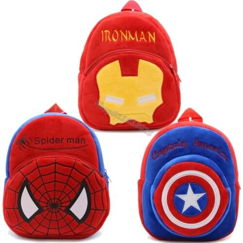 Marvel Children Plush Backpack Kid Spiderman Iron Man Rucksack Toddler Boy Schoolbag Infant Cute Cartoon Knapsack Mini Bag Gift