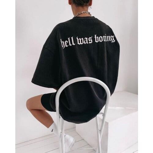 Hell Was Boring Oversize Unisex T-Shirt 2021 Summer Trend Top Product % 100 Cotton Black White Hit Product special Production