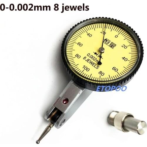 0-0.002mm 8 jewels Lever Indicator Analog Display Dial Lever Shockproof Dial test Gauge Indicator Meter Dial Micrometer 0-0.8mm