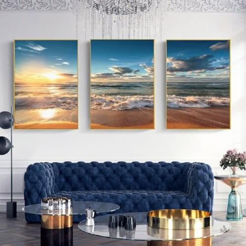 Seascape Painting Sunrise Clouds Waves Beach Canvas Painting Wall Art Posters and Prints Printing Living Room Study Home Decorat