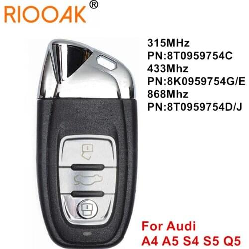 Modified Remote Car Key FOB For Audi 2008 2009 2010 2011 2012 2013 2014 A4 A5 Q5 8T0959754C 8T0959754D