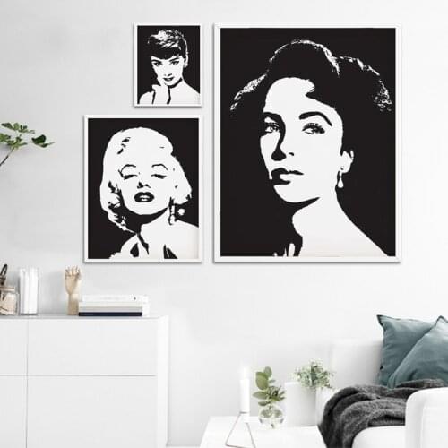 Fashion Female Star Black White Photography Poster 1950s Vintage Wall Art Canvas Print Picture Movie Theater Decoration Painting