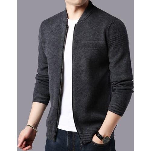 2019 Brand Sweater Coat Men Clothes New Arrivals Autumn Winter Thick Warm Zipper Coats Cashmere Wool Solid Color Cardigan Men