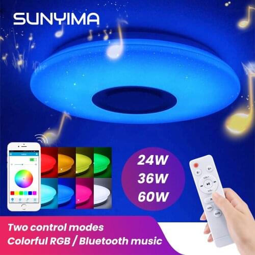 SUNYIMA Bluetooth Music Led Ceiling Chandelier Star Point 24W 36W 60W Remote Control Colorful LED Color Changing Light