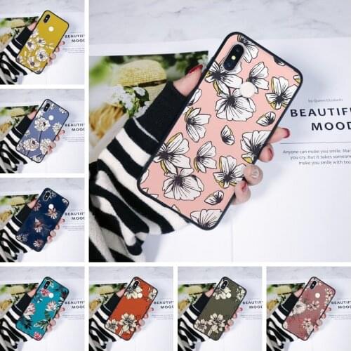 Soft Phone Case Silicone For Xiaomi Mi A1 A2 8 Lite SE Floral Yellow Pink Flower ack Cover For Xiaomi Mi 5 5C 5S 5X 6 6X Plus