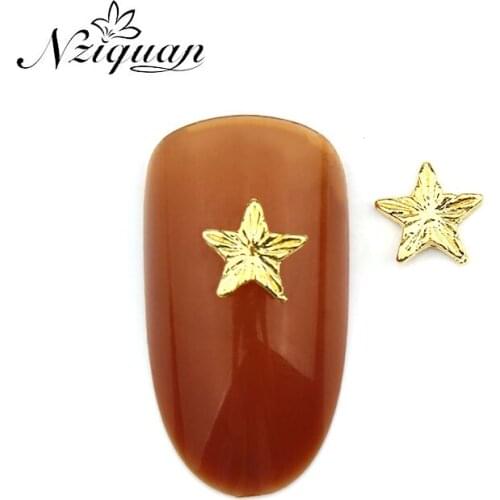 New product 20pcs golden five-pointed star nail decoration stickers charm geometric metal alloy ladies nails DIY nail accessorie