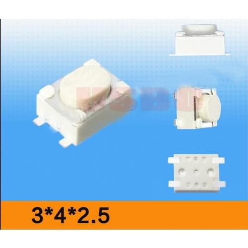 Wholesale 50ma 12V DC 3*4*2.5mm SMD Tact Switch 2 feet Tactile switch FOR e-cigarette