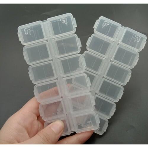 12 Grid Plastic Empty Storage Box for Rhinestone with Double Flip Top Alone Open Nail Drill Jewelry Box Nail Art Accessories