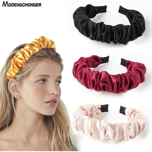 1PC Retro Womens Individuality Pleated Headband Adult Cool Plain Headband Matching Hair Accessories Autumn Fashion Headwear