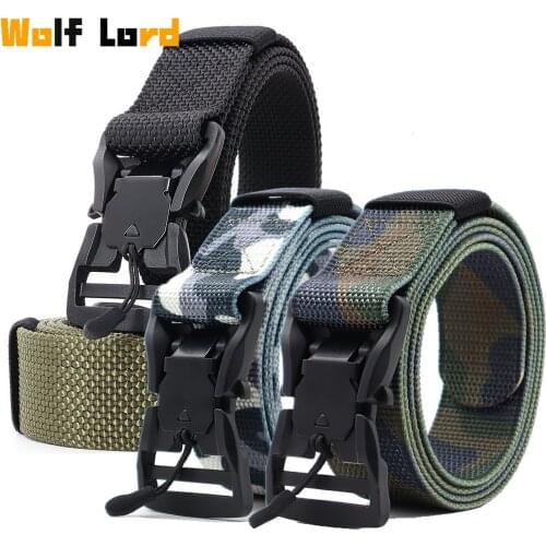 2021 NEW Magnet Buckle Outdoor Tactical Belt Magnetic Unisex Function Combat Survival High Quality Marine Nylon Sports Soft Belt