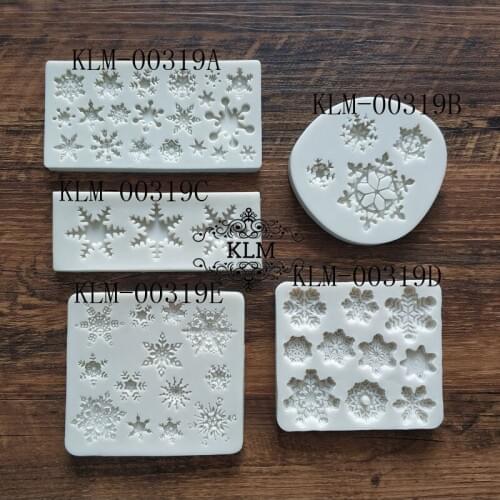 Christmas cake decoration tools Variety of snowflake silicone molds Chocolate kitchen accessories