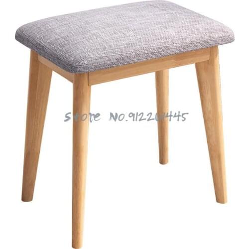 Nordic Light Luxury Dressing Table Stool Solid Wood Modern Minimalist Bedroom Net Red Girls Makeup Stool Log Dining Stool