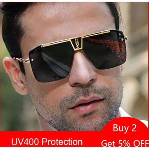 Luxury Designer Black Square Sunglasses Men Trendy Brand Brown Gradient Sun Glasses Male Vintage Oversized Shades For Women 2021